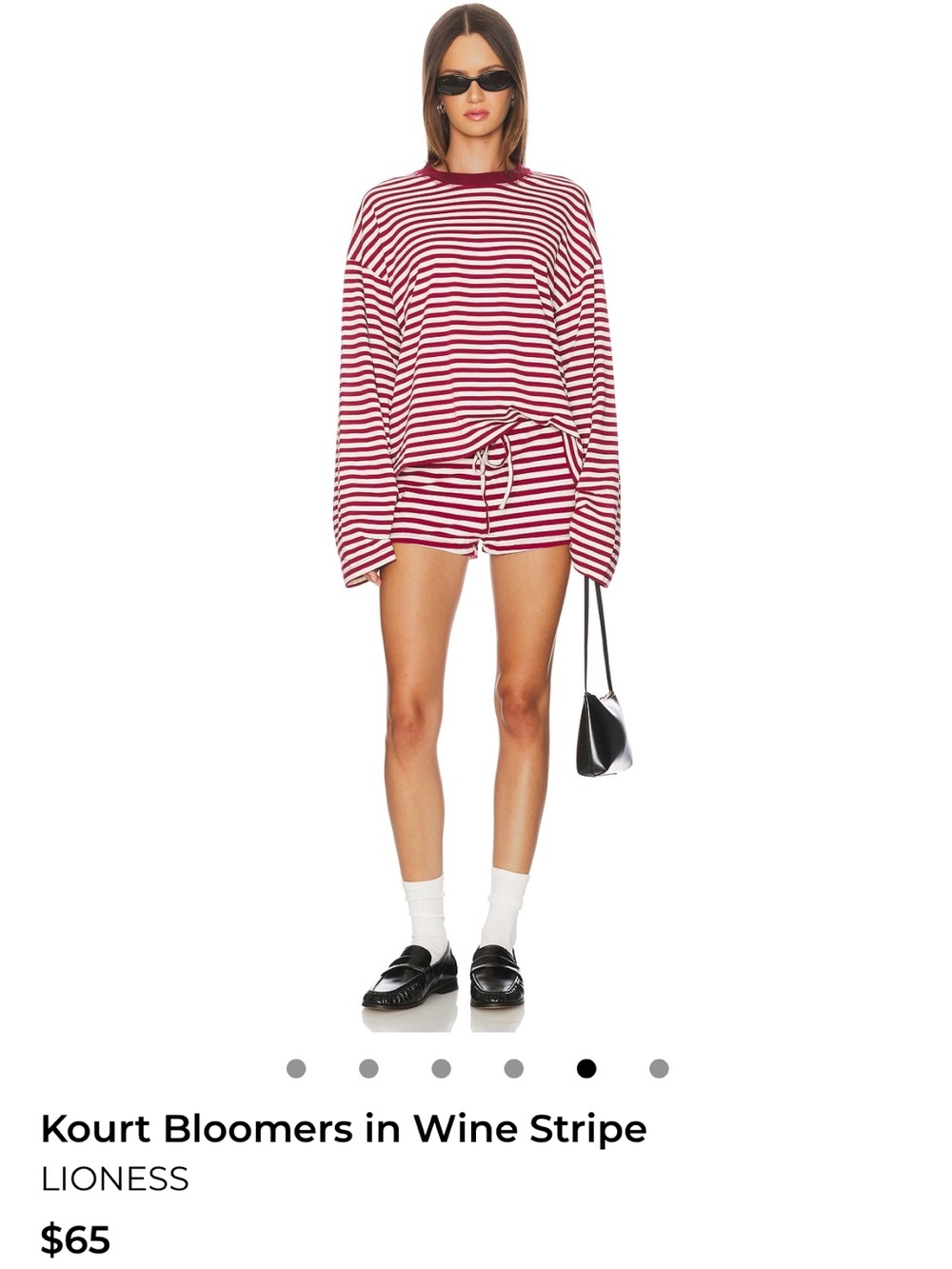 Lioness Kourt Bloomers in Wine Stripe
Red and white horizontal striped shorts